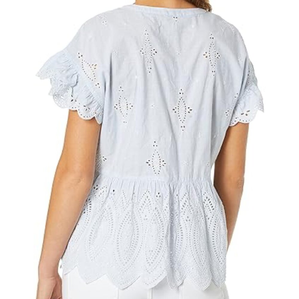 Joie Cerelia Eyelet Peplum Top Women M - Picture 3 of 11